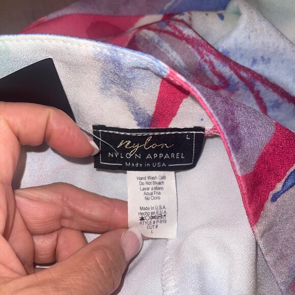 Nylon Apparel Womens Pants Trousers Size Large Multicolor Wide Leg Abstract New - Picture 7 of 12